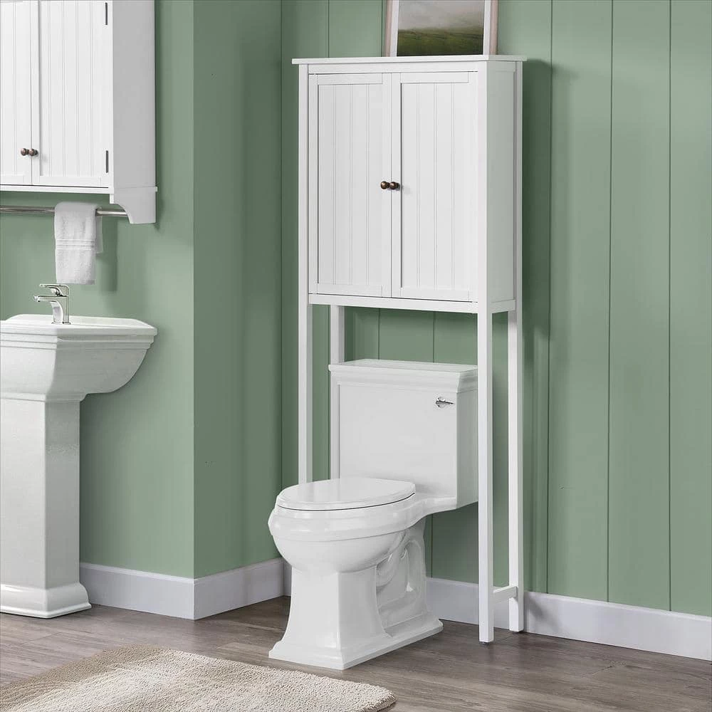 Alaterre Furniture Dover 27 in. W Over Toilet Hutch Space Saver with 2-Doors in White 4 Alaterre Furniture Dover 27 in. W Over Toilet Hutch Space Saver with 2-Doors in White - Image 2