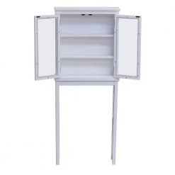 Alaterre Furniture Dorset 27 in. W x 66 in. H x 9 in. D White Over-the-Toilet Storage with Glass Doors -Toilet Storage Shop white alaterre furniture over the toilet storage anva7273wh 1f 1000