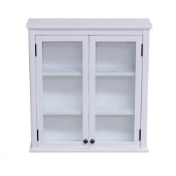 Alaterre Furniture Dorset 27 in. W x 66 in. H x 9 in. D White Over-the-Toilet Storage with Glass Doors -Toilet Storage Shop white alaterre furniture over the toilet storage anva7273wh 76 1000