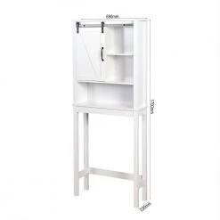 Aoibox 27.16 in. W x 67 in. H x 9.06 in. D White MDF Bathroom Over-the-Toilet Storage, Adjustable Shelves and a Barn Door -Toilet Storage Shop white aoibox over the toilet storage snmx3350 77 1000