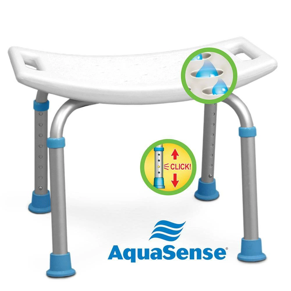 AquaSense Adjustable Bath and Shower Chair with Non-Slip Seat, White 4 AquaSense Adjustable Bath and Shower Chair with Non-Slip Seat, White - Image 2