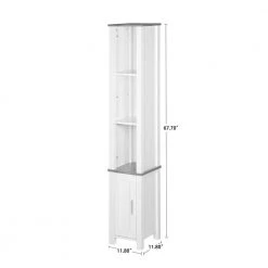Aurora Decor AMA 11.81 in. W x11.81 in. H x 67.72 in. H D White Over-the-Toilet Storage 1 door 3 storey bathroom side cabinet -Toilet Storage Shop white aurora decor over the toilet storage bsychd2b15 66 1000