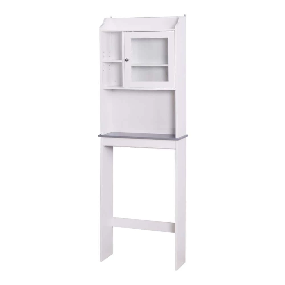 Aurora Decor Barley 7.50 in. W x 68.11 in. H x 23.22 in. D Matte White Over-the-Toilet Storage with cabinet 3 Aurora Decor Barley 7.50 in. W x 68.11 in. H x 23.22 in. D Matte White Over-the-Toilet Storage with cabinet