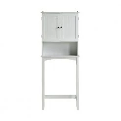Aurora Decor Barley 8.9 in. W x 62 in. H x 23.60 in. D Matte White Over-the-Toilet Storage with Adjustable Shelf