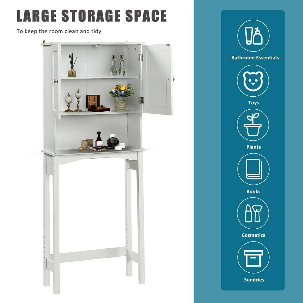 Aurora Decor Barley 8.9 in. W x 62 in. H x 23.60 in. D Matte White Over-the-Toilet Storage with Adjustable Shelf 5 Aurora Decor Barley 8.9 in. W x 62 in. H x 23.60 in. D Matte White Over-the-Toilet Storage with Adjustable Shelf - Image 3
