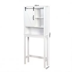 Aurora Decor Barley 9.06 in. W x 67 in. H x 27.16 in. D Matte White Over-the-Toilet Storage with Barn Door -Toilet Storage Shop white aurora decor over the toilet storage ychd2a5622 76 1000