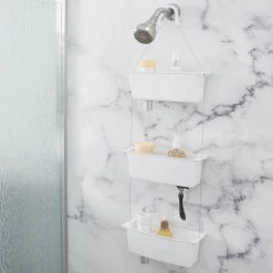 Bath Bliss 3-Tier Hanging Suction Shower Caddy in White -Toilet Storage Shop white bath bliss shower caddies 10114 white 44 1000