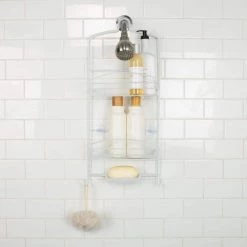 Bath Bliss Ellipse Collection Deluxe Shower Caddy in White 10 Bath Bliss Ellipse Collection Deluxe Shower Caddy in White -Toilet Storage Shop white bath bliss shower caddies 10136 white 1f 1000