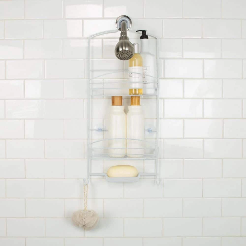Bath Bliss Ellipse Collection Deluxe Shower Caddy in White 6 Bath Bliss Ellipse Collection Deluxe Shower Caddy in White - Image 4