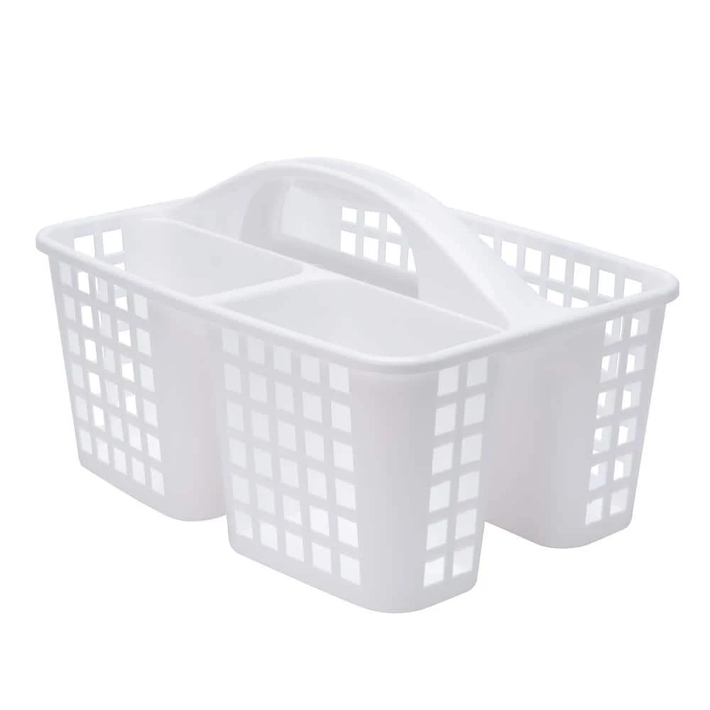 Bath Bliss Caddy Basket with Handle in White 3 Bath Bliss Caddy Basket with Handle in White