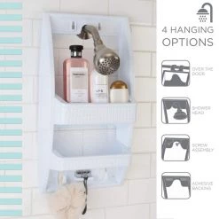 Bath Bliss Multi Hanging Option Shower Caddy in White -Toilet Storage Shop white bath bliss shower caddies 28523 white 4f 1000