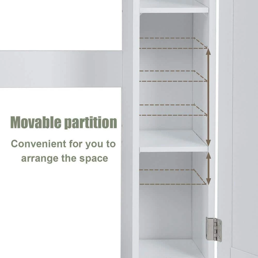 Costway 34.5 in. W x 38.5 in. H x 7 in. D White Over-the-Toilet Storage 9 Costway 34.5 in. W x 38.5 in. H x 7 in. D White Over-the-Toilet Storage - Image 7