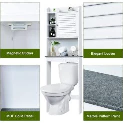 Costway 23.5 in. W x 68.5 in. H x 7.5 in. D White Over-the-Toilet Storage 13 Costway 23.5 in. W x 68.5 in. H x 7.5 in. D White Over-the-Toilet Storage -Toilet Storage Shop white costway over the toilet storage hw65931 44 1000