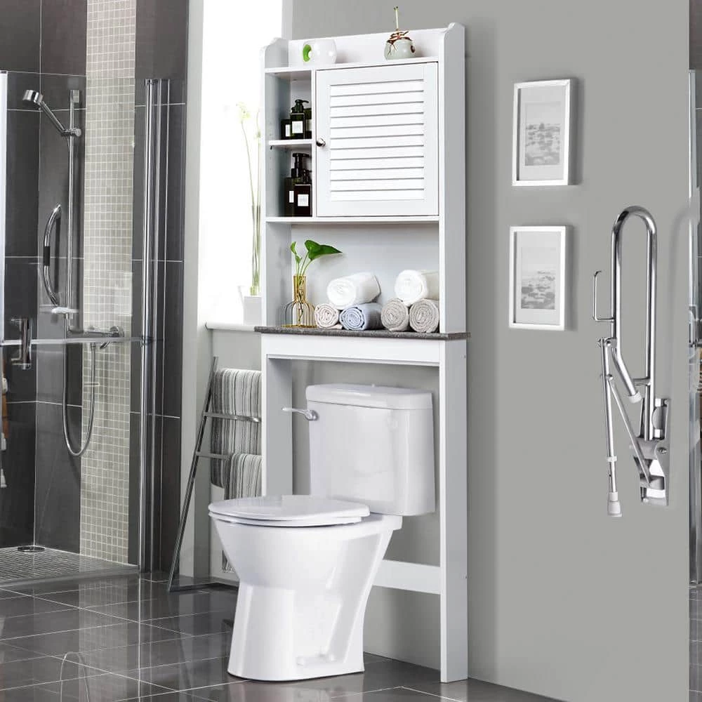 Costway 23.5 in. W x 68.5 in. H x 7.5 in. D White Over-the-Toilet Storage 4 Costway 23.5 in. W x 68.5 in. H x 7.5 in. D White Over-the-Toilet Storage - Image 2