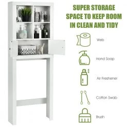 Costway 24 in. W x 65 in. H x 8 in. D White Over-the-Toilet Storage 12 Costway 24 in. W x 65 in. H x 8 in. D White Over-the-Toilet Storage -Toilet Storage Shop white costway over the toilet storage hw66183 1f 1000
