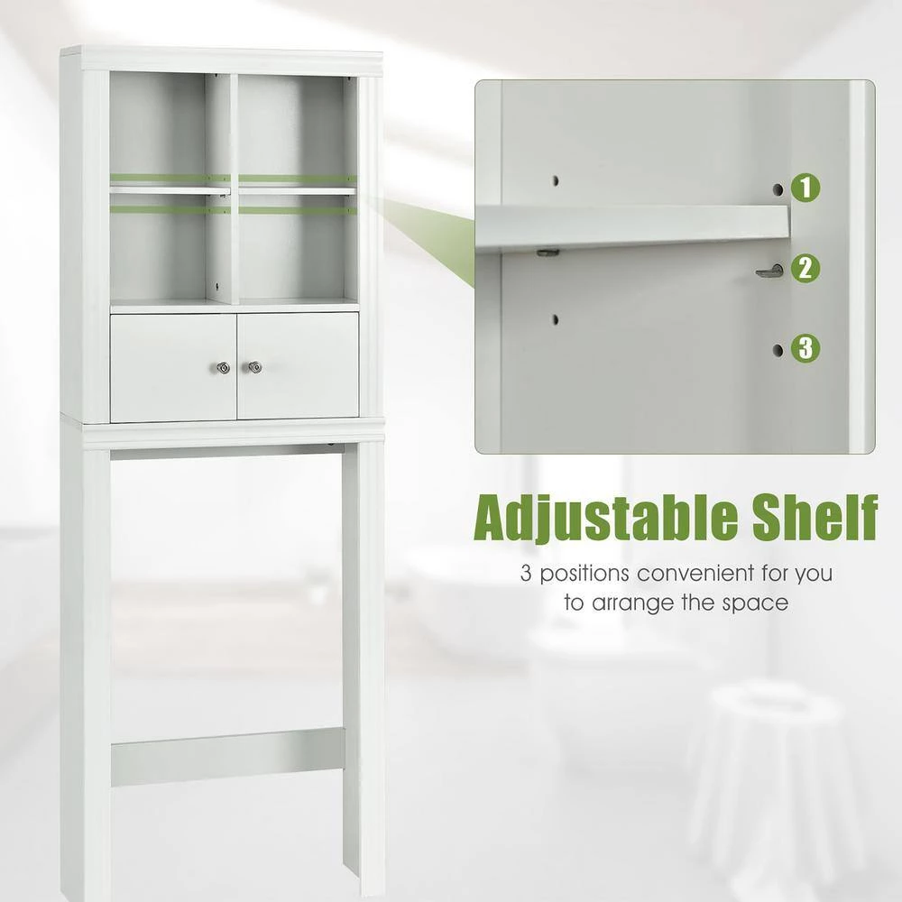 Costway 24 in. W x 65 in. H x 8 in. D White Over-the-Toilet Storage 7 Costway 24 in. W x 65 in. H x 8 in. D White Over-the-Toilet Storage - Image 5