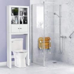 Costway 24 in. W x 65 in. H x 8 in. D White Over-the-Toilet Storage 11 Costway 24 in. W x 65 in. H x 8 in. D White Over-the-Toilet Storage -Toilet Storage Shop white costway over the toilet storage hw66183 4f 1000