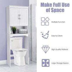Costway 25 in. W x 66 in. H x 9 in. D White Over-the-Toilet Storage 13 Costway 25 in. W x 66 in. H x 9 in. D White Over-the-Toilet Storage -Toilet Storage Shop white costway over the toilet storage hw66184 44 1000