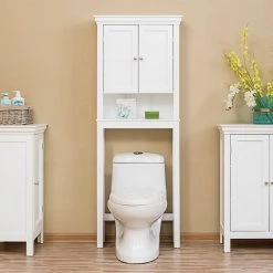 Elegant Home Fashions Broadway Space Saver with 2 Contemporary Style Doors and Open Shelf -Toilet Storage Shop white elegant home fashions over the toilet storage elg 677 31 1000