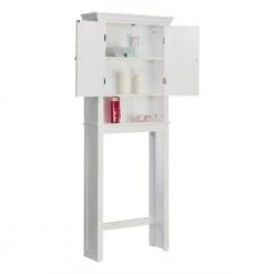 Elegant Home Fashions Broadway Space Saver with 2 Contemporary Style Doors and Open Shelf -Toilet Storage Shop white elegant home fashions over the toilet storage elg 677 4f 1000