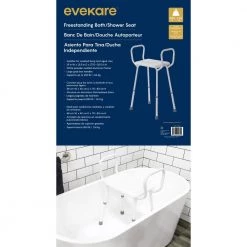 EVEKARE Adjustable Height Shower Seat with Arm Rests in White -Toilet Storage Shop white evekare shower seats evk 0644 icu 4f 1000