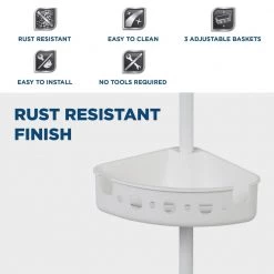Glacier Bay 3-Tier Tension Corner Pole Shower Caddy in White -Toilet Storage Shop white glacier bay shower caddies 2172wwhd 1f 1000