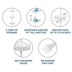 Glacier Bay 3-Tier Tension Corner Pole Shower Caddy in White -Toilet Storage Shop white glacier bay shower caddies 2172wwhd 44 1000