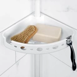 Glacier Bay 3-Tier Tension Corner Pole Shower Caddy in White -Toilet Storage Shop white glacier bay shower caddies 2172wwhd 76 1000