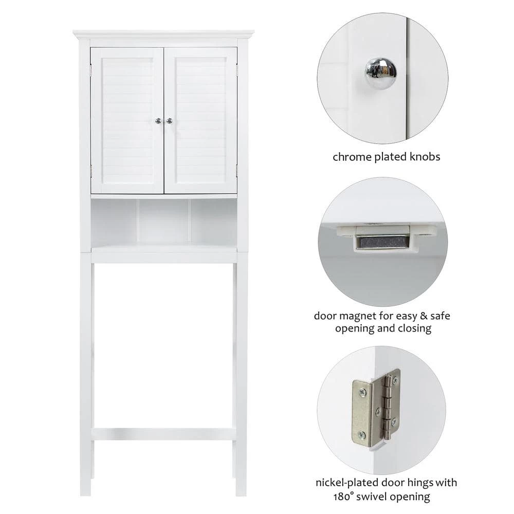 Glitzhome 26 in. W x 68.26 in. H x 9.25 in. D White Over-the-Toilet Storage 7 Glitzhome 26 in. W x 68.26 in. H x 9.25 in. D White Over-the-Toilet Storage - Image 5