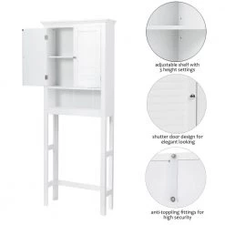 Glitzhome 26 in. W x 68.26 in. H x 9.25 in. D White Over-the-Toilet Storage 12 Glitzhome 26 in. W x 68.26 in. H x 9.25 in. D White Over-the-Toilet Storage -Toilet Storage Shop white glitzhome over the toilet storage gh1517002240 4f 1000