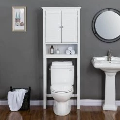 Glitzhome 26 in. W x 68.26 in. H x 9.25 in. D White Over-the-Toilet Storage 11 Glitzhome 26 in. W x 68.26 in. H x 9.25 in. D White Over-the-Toilet Storage -Toilet Storage Shop white glitzhome over the toilet storage gh1517002240 c3 1000