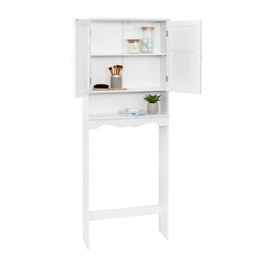 Honey-Can-Do 23.5 in. W x 63 in. H x 7.8 in. D White MDF Over-the-Toilet Storage 4 Honey-Can-Do 23.5 in. W x 63 in. H x 7.8 in. D White MDF Over-the-Toilet Storage - Image 2