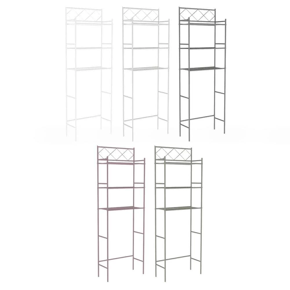 J&V TEXTILES Fresh Home 23.5 in. W x 65 in. H x 9.75 in. D White Metal 3-Shelf Over the Toilet Storage Space Saver in White 8 J&V TEXTILES Fresh Home 23.5 in. W x 65 in. H x 9.75 in. D White Metal 3-Shelf Over the Toilet Storage Space Saver in White - Image 6