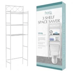 J&V TEXTILES Fresh Home 23.5 in. W x 65 in. H x 9.75 in. D White Metal 3-Shelf Over the Toilet Storage Space Saver in White 13 J&V TEXTILES Fresh Home 23.5 in. W x 65 in. H x 9.75 in. D White Metal 3-Shelf Over the Toilet Storage Space Saver in White -Toilet Storage Shop white j v textiles over the toilet storage 330 wh 4f 1000