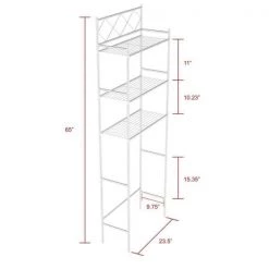 J&V TEXTILES Fresh Home 23.5 in. W x 65 in. H x 9.75 in. D White Metal 3-Shelf Over the Toilet Storage Space Saver in White 12 J&V TEXTILES Fresh Home 23.5 in. W x 65 in. H x 9.75 in. D White Metal 3-Shelf Over the Toilet Storage Space Saver in White -Toilet Storage Shop white j v textiles over the toilet storage 330 wh c3 1000