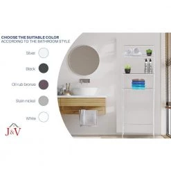 J&V TEXTILES Fresh Home 23.5 in. W x 65 in. H x 9.75 in. D White Metal 3-Shelf Over the Toilet Storage Space Saver in White 16 J&V TEXTILES Fresh Home 23.5 in. W x 65 in. H x 9.75 in. D White Metal 3-Shelf Over the Toilet Storage Space Saver in White -Toilet Storage Shop white j v textiles over the toilet storage 330 wh fa 1000