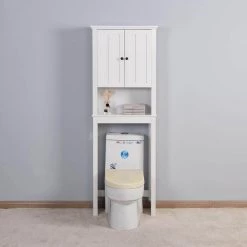 Miscool Naples 23.62 in. W x 67.23 in. H x 7.72 in. D White Over-the-Toilet Storage with Adjustable Shelves -Toilet Storage Shop white miscool over the toilet storage bcych10c5619l c3 1000