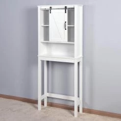Miscool Naples 27.16 in. W x 67 in. H x 9.06 in. D White Over-the-Toilet Storage with Adjustable Shelves -Toilet Storage Shop white miscool over the toilet storage bcych10c5622l 1f 1000
