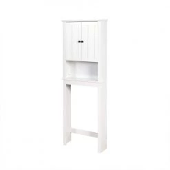 Unbranded 23.62 in. W x 7.72 in. D x 67.32 in. H White Wood Bathroom Over-the-Toilet Storage Cabinet with Adjustable Shelf
