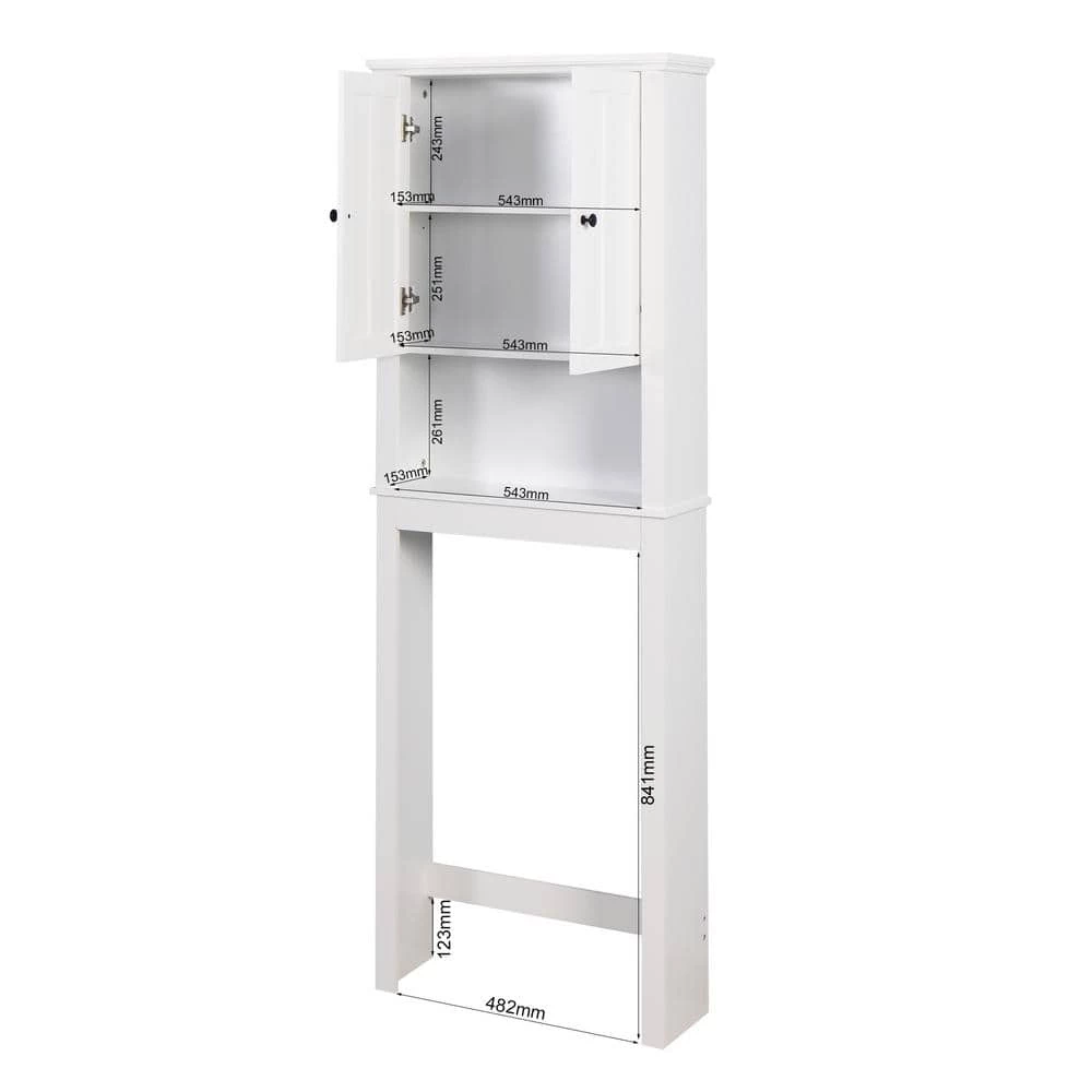 Unbranded 23.62 in. W x 7.72 in. D x 67.32 in. H White Wood Bathroom Over-the-Toilet Storage Cabinet with Adjustable Shelf 4 Unbranded 23.62 in. W x 7.72 in. D x 67.32 in. H White Wood Bathroom Over-the-Toilet Storage Cabinet with Adjustable Shelf - Image 2