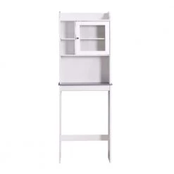 Unbranded Modern 23.25 in. W x 69 in. H x 7.25 in. D White MDF Home Over-the-Toilet Storage for Bathroom with Adjustable Shelf