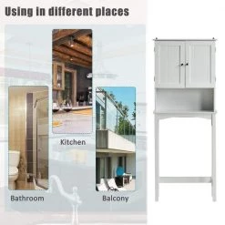 Unbranded 24 in. W x 62 in. H x 9 in. D White MDF Home Over-the-Toilet Storage for Bathroom with Adjustable Shelf -Toilet Storage Shop white over the toilet storage ba 50aak 76 1000