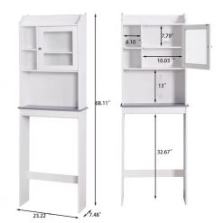 Unbranded 23.22 in. W x 68.11 in. H x 7.48 in. D White Over-the-Toilet Storage Cabinet -Toilet Storage Shop white over the toilet storage cuu7040332 1f 1000