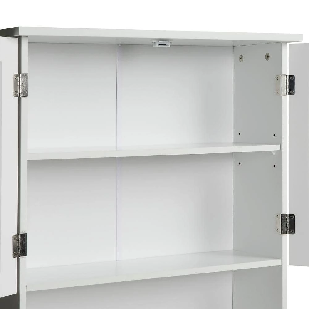 Maincraft 23.6 in. W x 62 in. H x 8.9 in. D White MDF Over-the-Toilet Storage with Adjustable Shelf 4 Maincraft 23.6 in. W x 62 in. H x 8.9 in. D White MDF Over-the-Toilet Storage with Adjustable Shelf - Image 2