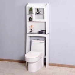 Maincraft 23.22 in. W x 68.11 in. H x 7.5 in. D White MDF Over-the-Toilet Storage -Toilet Storage Shop white over the toilet storage hhk 40931565 44 1000