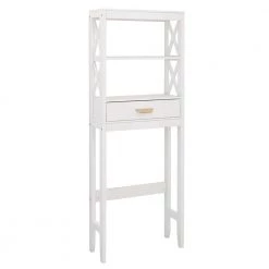 Hooseng Elegy 23.62 in. W x 7.87 in. D x 64.76 in. H White MDF Over-the-Toilet Storage in White