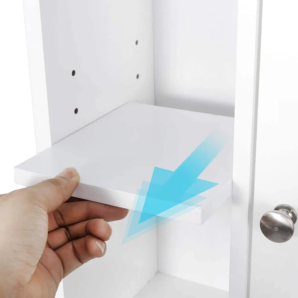 Hooseng Maniere 23.23 in. W x 68.11 in. H x 7.48 in. D White MDF Over-the-Toilet Storage in White 8 Hooseng Maniere 23.23 in. W x 68.11 in. H x 7.48 in. D White MDF Over-the-Toilet Storage in White - Image 6