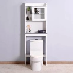 Hooseng Maniere 23.23 in. W x 68.11 in. H x 7.48 in. D White MDF Over-the-Toilet Storage in White 13 Hooseng Maniere 23.23 in. W x 68.11 in. H x 7.48 in. D White MDF Over-the-Toilet Storage in White -Toilet Storage Shop white over the toilet storage kimw409315651 40 1000