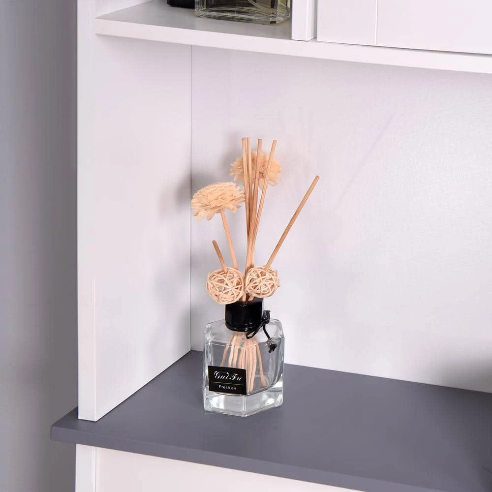 Hooseng Maniere 23.23 in. W x 68.11 in. H x 7.48 in. D White MDF Over-the-Toilet Storage in White 9 Hooseng Maniere 23.23 in. W x 68.11 in. H x 7.48 in. D White MDF Over-the-Toilet Storage in White - Image 7