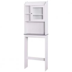 Hooseng Maniere 23.23 in. W x 68.11 in. H x 7.48 in. D White MDF Over-the-Toilet Storage in White